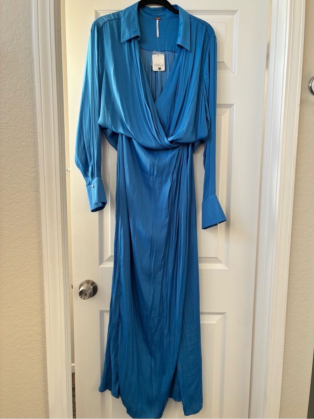 Free People Teal-Blue Wrap Maxi Dress